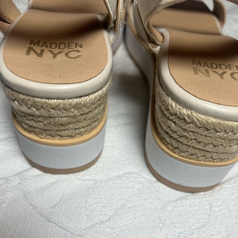 Steve Madden NYC Platform Sandals Cream Espadrille Size 10 - Picture 6 of 8